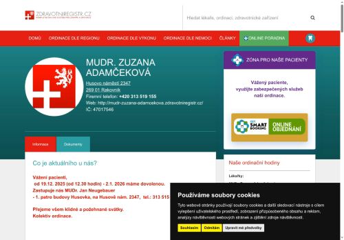 Zobrazit webové stránky Praktický lékař pro dospělé - MUDr. Zuzana Adamčeková