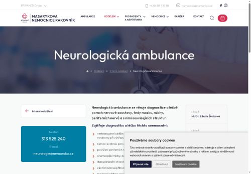 Zobrazit webové stránky Neurologická ambulance - Masarykova nemocnice Rakovník