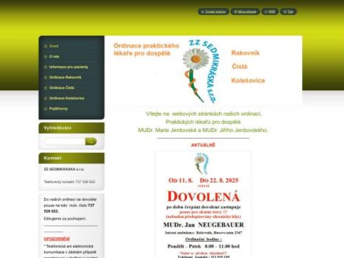 Praktický lékař pro dospělé ZZ SEDMIKRÁSKA s.r.o. - MUDr. Marie Jenšovská, MUDr. Jiří Jenšovský