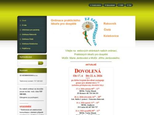 Praktický lékař pro dospělé ZZ SEDMIKRÁSKA s.r.o. - MUDr. Marie Jenšovská, MUDr. Jiří Jenšovský