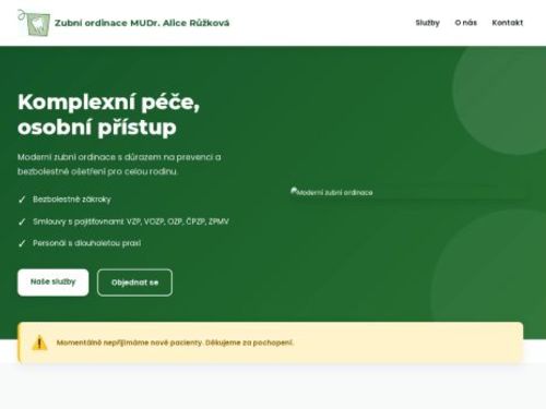 Zubní ordinace - MUDr. Alice Růžková