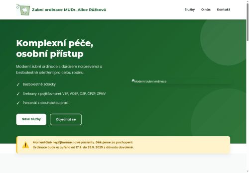 Zobrazit webové stránky Zubní ordinace - MUDr. Alice Růžková