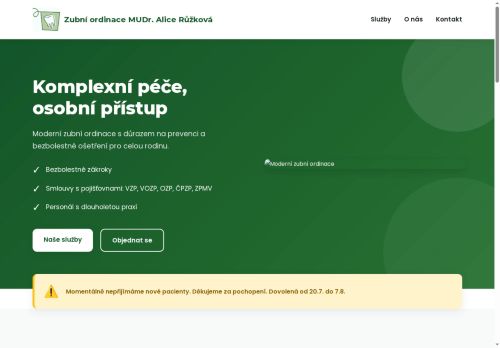 Zobrazit webové stránky Zubní ordinace - MUDr. Alice Růžková
