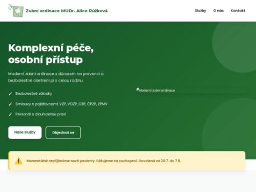 Zubní ordinace - MUDr. Alice Růžková