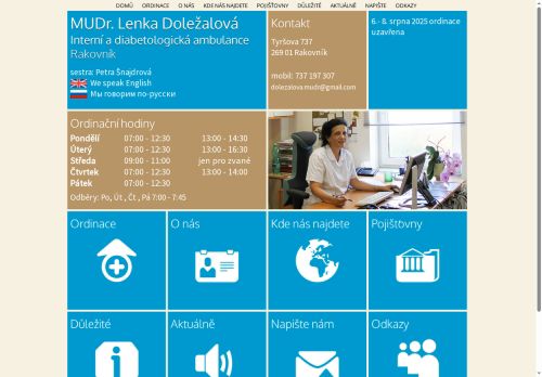 Zobrazit webové stránky Interní a diabetologická ambulance - MUDr. Lenka Doležalová