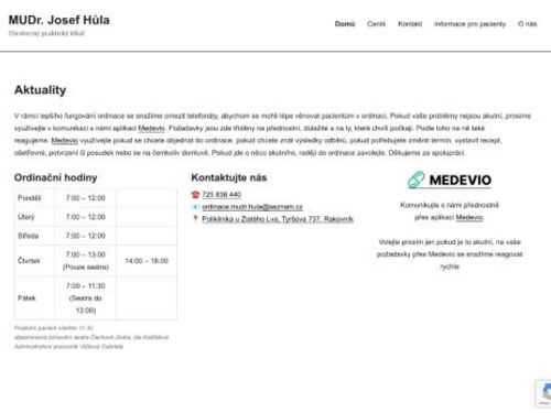 Praktický lékař pro dospělé - MUDr. Josef Hůla