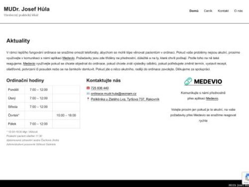 Praktický lékař pro dospělé - MUDr. Josef Hůla