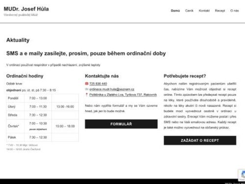 Praktický lékař pro dospělé - MUDr. Josef Hůla
