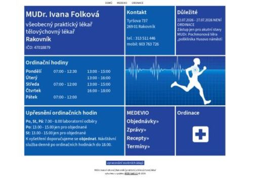 Praktický lékař pro dospělé a tělovýchovná ordinace - MUDr. Ivana Folková
