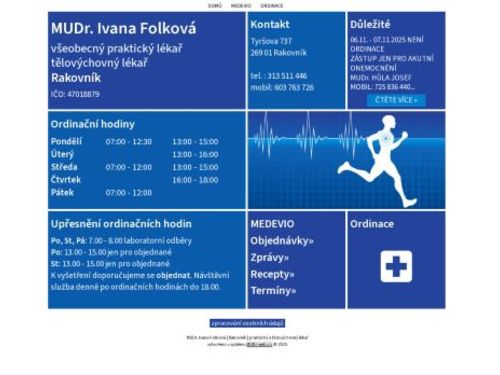 Praktický lékař pro dospělé a tělovýchovná ordinace - MUDr. Ivana Folková