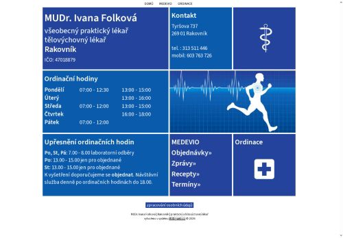 Zobrazit webové stránky Praktický lékař pro dospělé a tělovýchovná ordinace - MUDr. Ivana Folková