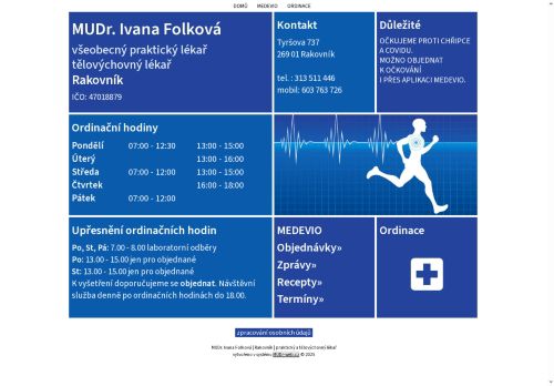 Zobrazit webové stránky Praktický lékař pro dospělé a tělovýchovná ordinace - MUDr. Ivana Folková