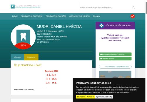 Zobrazit webové stránky Zubní ordinace - MUDr. Daniel Hvězda