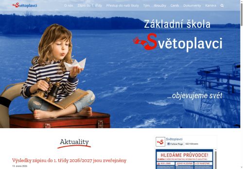 Webové stránky Základní škola Světoplavci, s.r.o., Třeboň