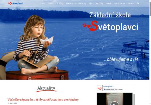 Webové stránky Základní škola Světoplavci, s.r.o., Třeboň