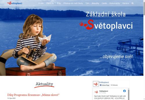 Webové stránky Základní škola Světoplavci, s.r.o., Třeboň
