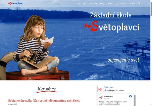Webové stránky Základní škola Světoplavci, s.r.o., Třeboň