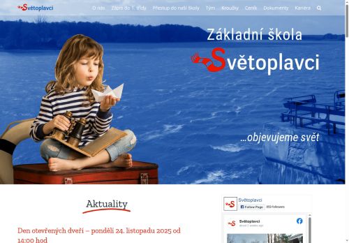 Webové stránky Základní škola Světoplavci, s.r.o., Třeboň
