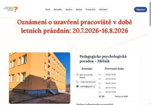 Zobrazit webové stránky Pedagogicko-psychologická poradna Středočeského kraje - Mělník