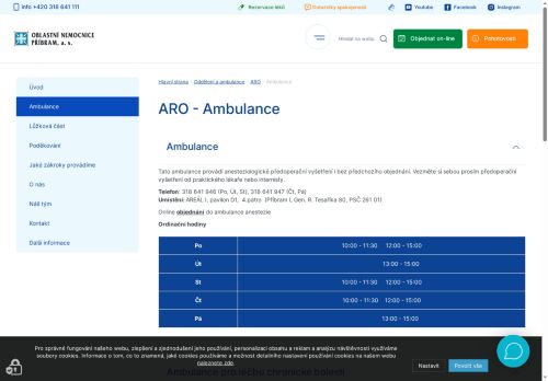 Zobrazit webové stránky Ambulance pro léčbu chronické bolesti - Oblastní nemocnice Příbram