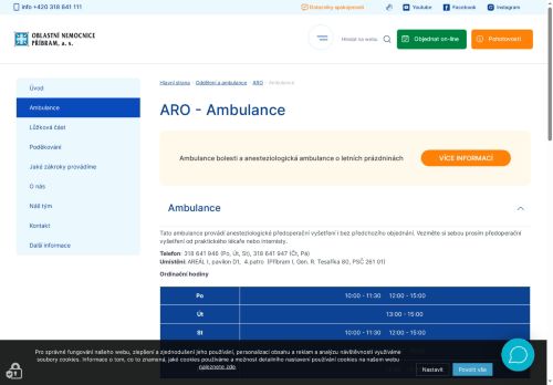 Zobrazit webové stránky Anesteziologická ambulance - Oblastní nemocnice Příbram