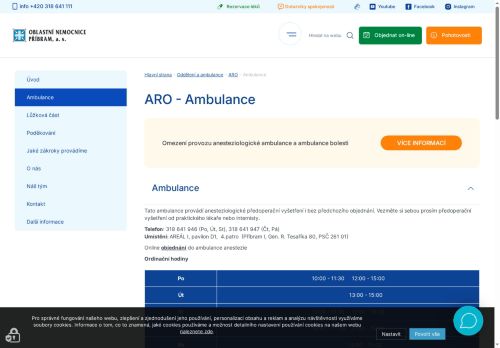 Zobrazit webové stránky Ambulance pro léčbu chronické bolesti - Oblastní nemocnice Příbram