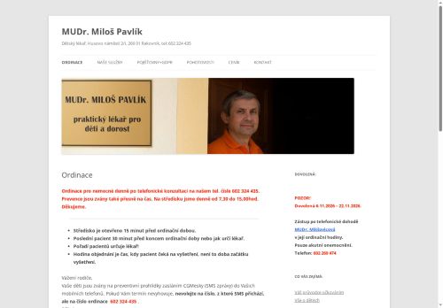Zobrazit webové stránky Praktický lékař pro děti a dorost - MUDr. Miloš Pavlík