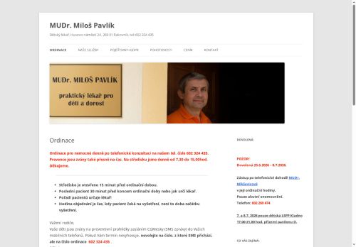 Zobrazit webové stránky Praktický lékař pro děti a dorost - MUDr. Miloš Pavlík