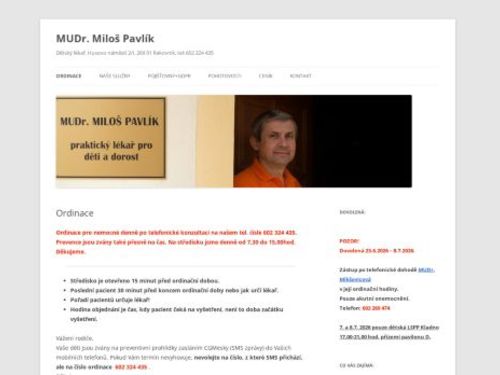 Praktický lékař pro děti a dorost - MUDr. Miloš Pavlík