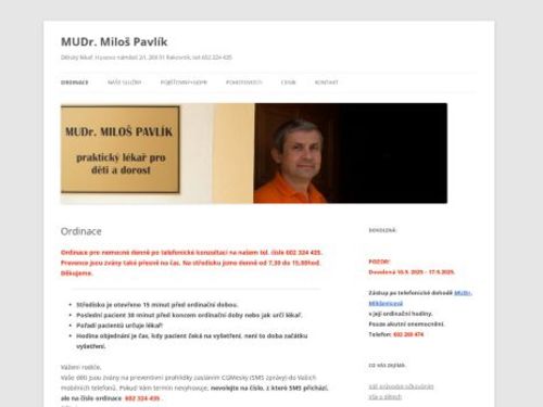 Praktický lékař pro děti a dorost - MUDr. Miloš Pavlík