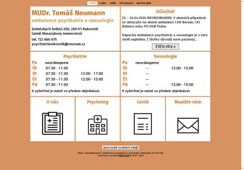Zobrazit webové stránky Ambulance psychiatrie a sexuologie - MUDr. Tomáš Neumann