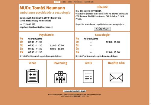 Zobrazit webové stránky Ambulance psychiatrie a sexuologie - MUDr. Tomáš Neumann