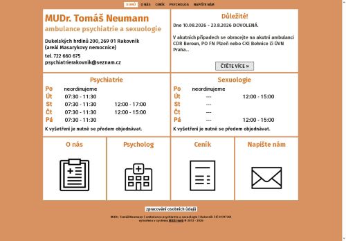 Zobrazit webové stránky Ambulance psychiatrie a sexuologie - MUDr. Tomáš Neumann