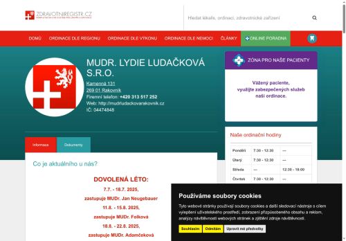 Zobrazit webové stránky Praktický lékař pro dospělé - MUDr. Lydie Ludačková