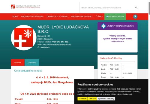 Zobrazit webové stránky Praktický lékař pro dospělé - MUDr. Lydie Ludačková