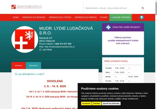 Zobrazit webové stránky Praktický lékař pro dospělé - MUDr. Lydie Ludačková
