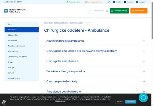 Zobrazit webové stránky Ambulance cévní chirurgie - Oblastní nemocnice Příbram (areál II)