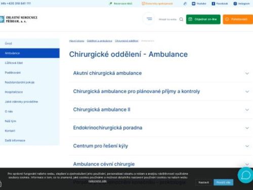 Ambulance cévní chirurgie - Oblastní nemocnice Příbram (areál II)