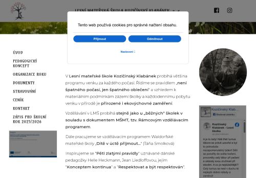 Zobrazit webové stránky Lesní mateřská škola Kozičínský Klabánek, z.s.