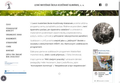 Zobrazit webové stránky Lesní mateřská škola Kozičínský Klabánek, z.s.