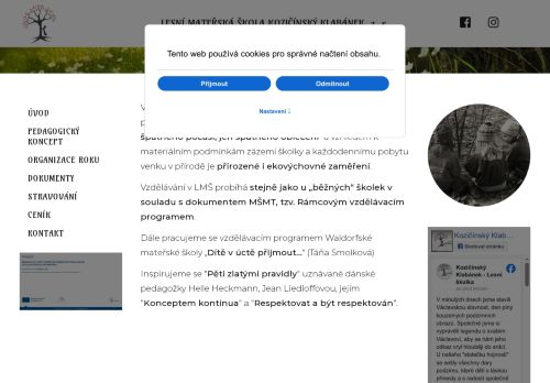 Zobrazit webové stránky Lesní mateřská škola Kozičínský Klabánek, z.s.