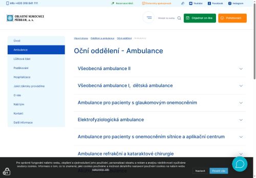 Zobrazit webové stránky Ambulance pro pacienty s onemocněním sítnice a cév očního pozadí - Oblastní nemocnice Příbram
