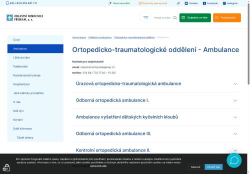Zobrazit webové stránky Odborná ortopedická ambulance I. - Oblastní nemocnice Příbram