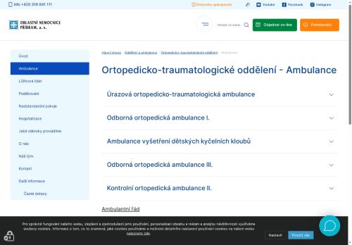 Zobrazit webové stránky Úrazová ortopedicko-traumatologická ambulance - Oblastní nemocnice Příbram