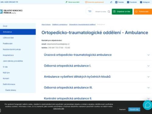 Ambulance vyšetření dětských kyčelních kloubů - Oblastní nemocnice Příbram