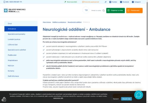Zobrazit webové stránky Akutní a všeobecná neurologická ambulance - Oblastní nemocnice Příbram