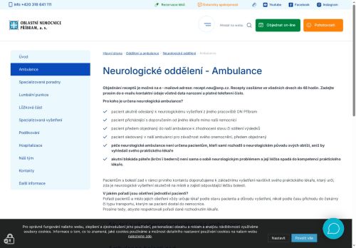 Zobrazit webové stránky Ambulance bolesti zad - Oblastní nemocnice Příbram