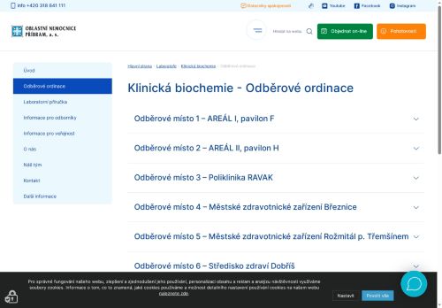 Zobrazit webové stránky Odběry krve - Oblastní nemocnice Příbram (areál II)