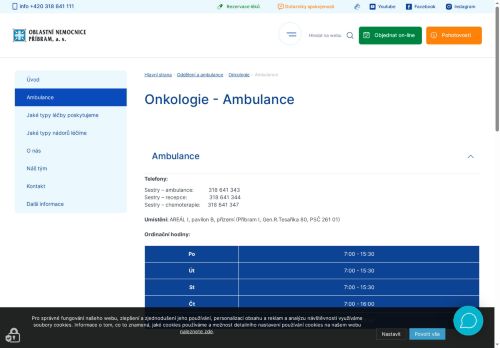 Zobrazit webové stránky Onkologická ambulance - Oblastní nemocnice Příbram