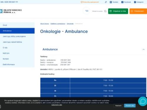 Onkologická ambulance - Oblastní nemocnice Příbram